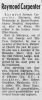 Obituary - Raymond Nelson Carpenter (1894-1977)